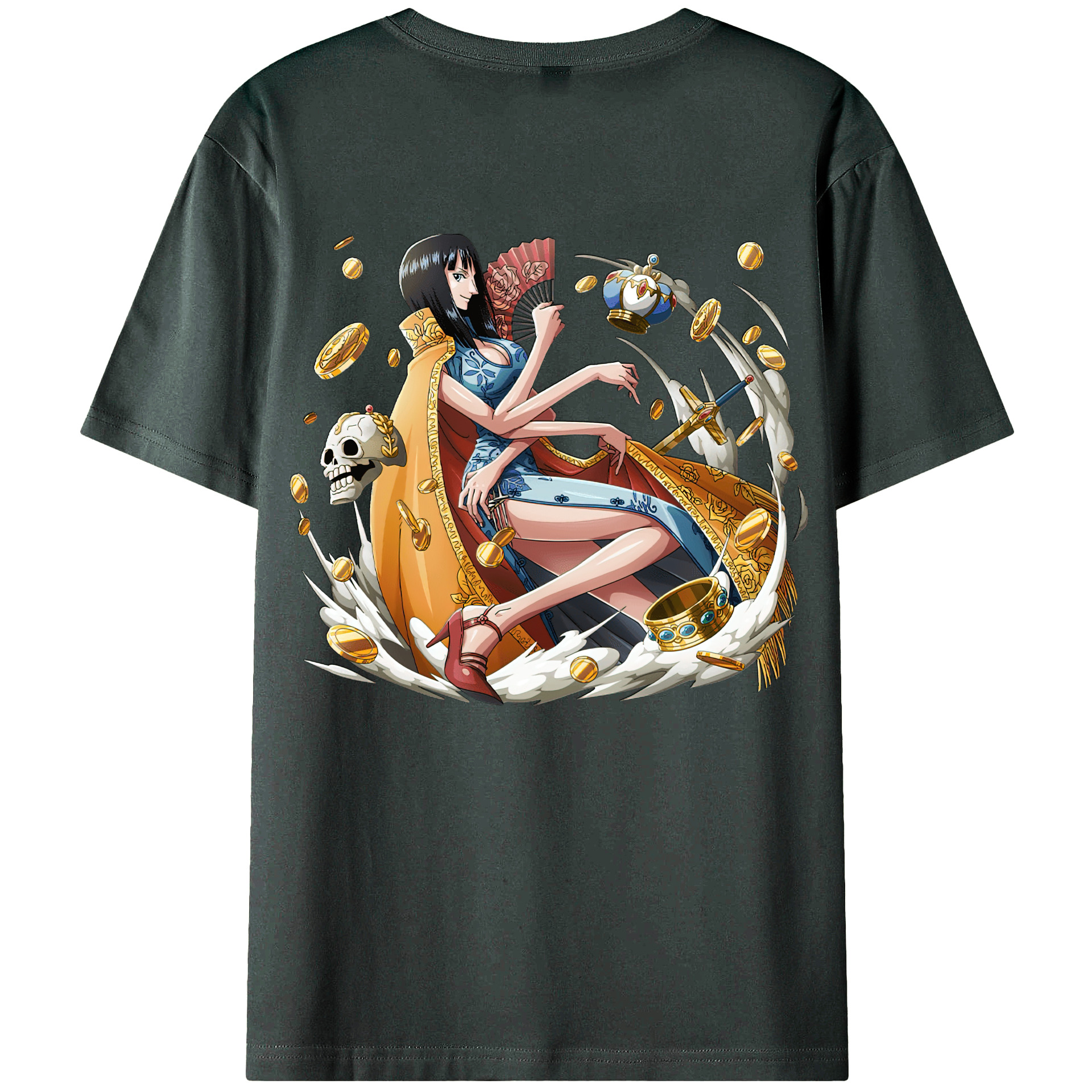 ワンピース ニコ・ロビン ONE PIECE Nico Robin 綿100％ メンズ半袖Tシャツ（バックプリント） 通気性